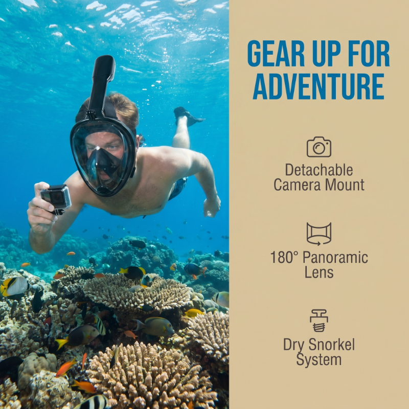 Snorkel Dry Top - Safe Waterproof Snorkeling Diving Mask Anti
