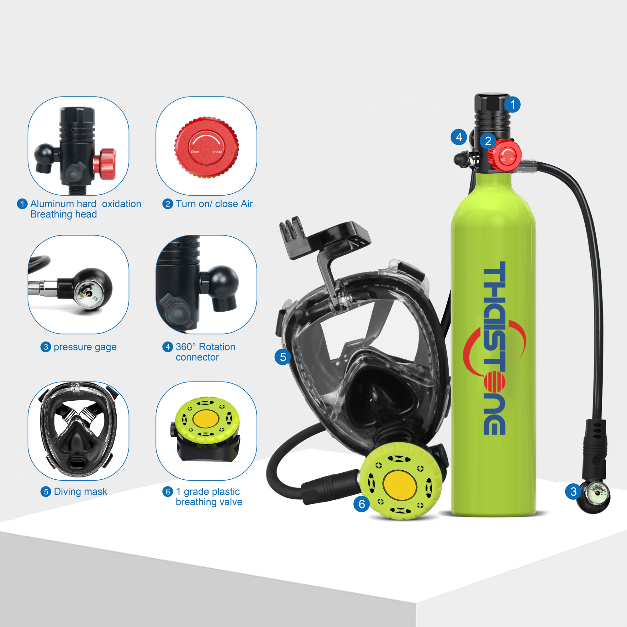 THAISTONE 1L Scuba Oxygen Tank - Snorkel Dry Top review and price